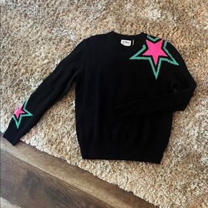 27 Miles Black and Pink Cashmere Stars Sweater New Size Small